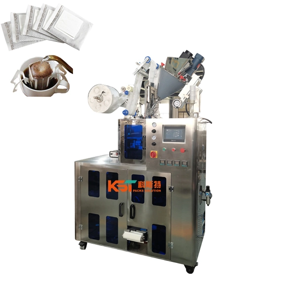 Kst-181 Small Automatic Factory Price Ultrasonic Sealing Inner and Outer Bag Drip Coffee Powder Filling Drip Tea Powder Bag Vertical Packing Packaging Machine